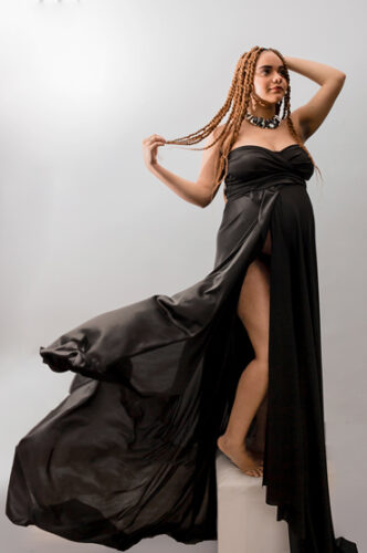 fotografia de grávida vestido longo